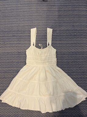 Sunday Best White Smocked Mini Dress with Ruffle Tiers
